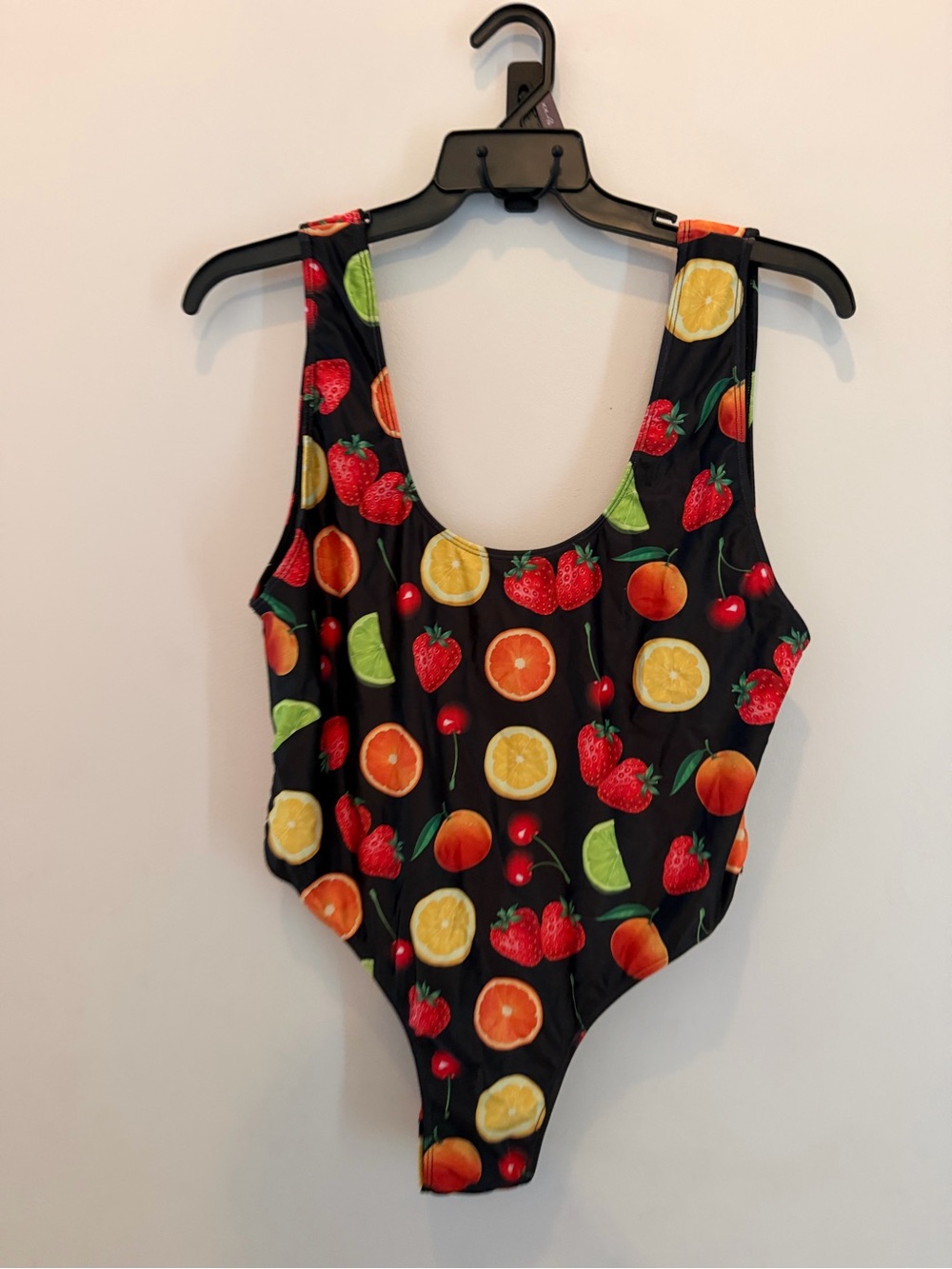 Sugar Thrillz Black Fruit Print One-Piece Swimsuit - Picture 2 of 6